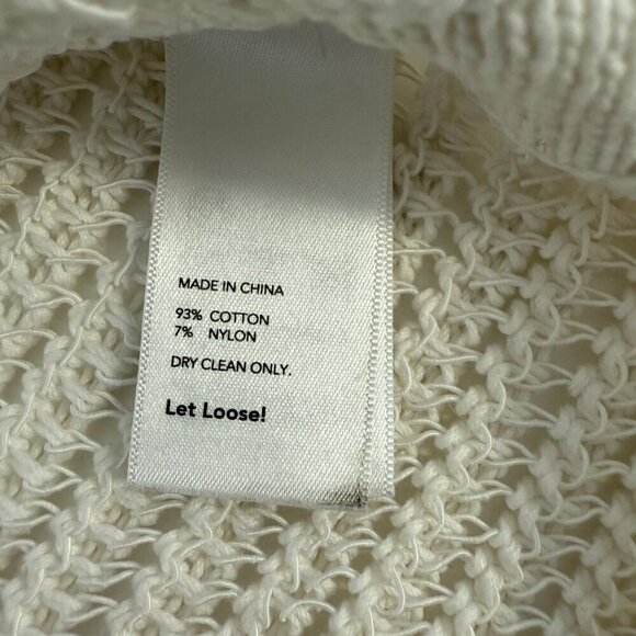 Kate Spade Saturday White Woven Knit Short Sleeve Boxy Crew Neck Boxy Sweater - Picture 5 of 5